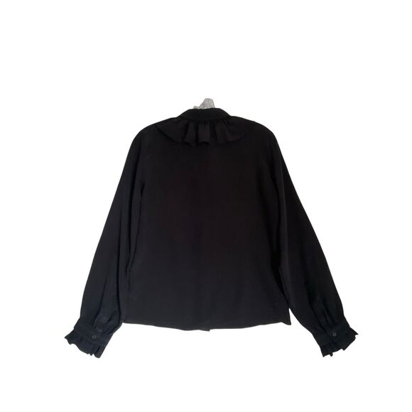 Kenzo x H&M Silk Blouse XS Black Beaded Ruffled Goth Dark Romantic Whimsigoth - Picture 3 of 12